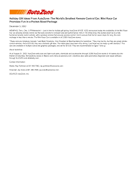 Holiday Gift Ideas From AutoZone: The World's Smallest Remote Control Car;  Mini Race Car Promises Fun in a Pocket-Sized Pack