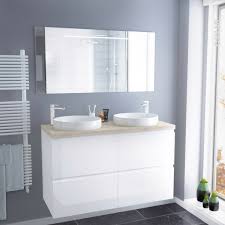 Check spelling or type a new query. Ensemble Salle De Bains Meuble Ipoma Blanc Brillant Plan De Toilette Chene Clair Ikoro Double Vasque Miroir Lumineux L120 X H70 X P50 Cm Oskab