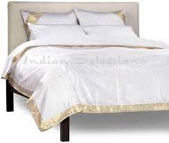 The madison park print duvet cover set brings beauty and grace to your bedroom. Amazon Com Indian Selections White Gold 5 Piece Handmade Sari Duvet Cover Set With Pillow Covers Euro Sham Queen Home Kitchen