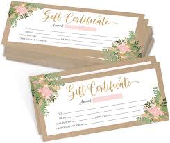No need for a graphic designer to create beautiful certificates. Buy 25 4x9 Rustic Floral Gift Certificate Cards Vouchers For Holiday Christmas Birthday Holder Small Business Restaurant Spa Beauty Makeup Hair Salon Wedding Bridal Baby Shower Cash Money Printable Online In Taiwan