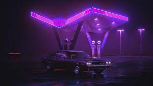 Neon Gas Station 1920x1080 Neon Gas Neon Car Neon