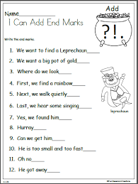 St Patrick S Day Punctuation Practice Madebyteachers Punctuation Worksheets March Kindergarten Kindergarten Reading