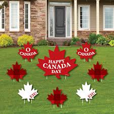 Canada Day Yard Sign Outdoor Lawn Decorations Canadian Party Yard Signs Set Of 8 Canada Day Lawn Decor Outdoor Lawn