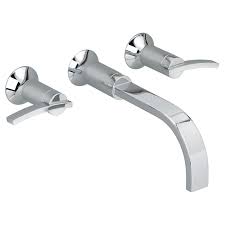 Widespread bathroom sink faucets offer a classic look and feature two handles to make it easy to control hot and cold water. American Standard 7431451 002 Boulevard Wall Mounted Widespread Bathroom Faucet With Lever Handles Amati Canada
