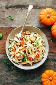 Pumpkin Chickpea Pasta With Creamy Miso Sauce Full Of Plants Recipe Vegan Chickpea Recipes Chickpea Pasta Pasta Dishes