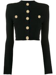 Black And Gold Cardigan Balmain Black Cropped Cardigan Military Inspired Jacket Balmain