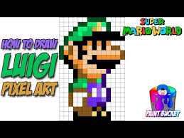 How To Draw Luigi From Super Mario World 16 Bit Pixel Art Drawing Tutorial Youtube