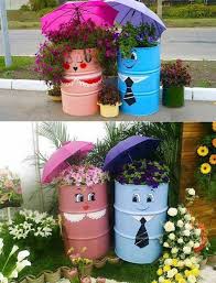 A decorated christmas tree makes for a very jolly home during the holidays. Funny Dustbin Planters Spring Outdoor Decor Garden Art Diy Garden Decor