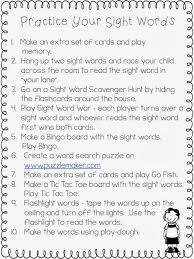 A Note To Send Home To Parents Giving Ideas On How They Can Work On Sight Words At Home Sight Words Kindergarten Teaching Sight Words Sight Words