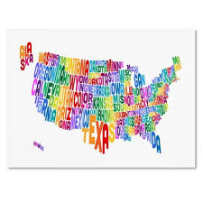 The archipelago of hawaii has an area of 28,311 sq. 22 X 32 Usa States Text Map 3 By Michael Tompsett Trademark Fine Art Target