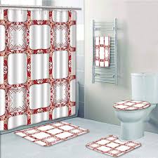 The rugs have a non skid rubber back.100% olefin pile. Prtau Maroon 5 Piece Bathroom Set Shower Curtain Bath Towel Bath Rug Contour Mat And Toilet Lid Cover Walmart Com Walmart Com