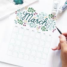 March Calendar Printable Bullet Journal July Calendar Journal