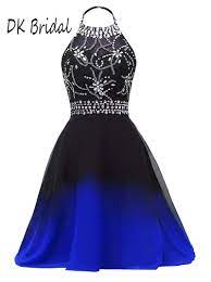 Short lace wedding dresses are an elegant option. Dk Bridal Halter Gradient Chiffon Bridesmaid Dresses Short Black White Ombre Beaded Formal Gowns Prom Party Dresses Dk1809 Bridesmaid Dresses Aliexpress
