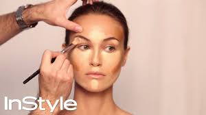 Woman applying makeup step by step. How To Contour Your Face In 5 Easy Steps Makeup Tutorial Instyle Youtube
