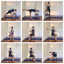 Some Chair Twists To Help Improve Your Spine Mobility And Back Health These Poses Are Part Of The Upcoming Intermedia Chair Yoga Chair Pose Yoga Advanced Yoga