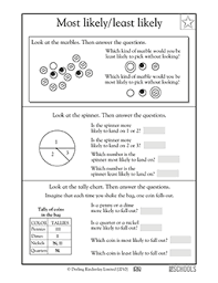 2nd Grade Math Worksheets Most Likely Least Likely Greatkids Probability Worksheets Second Grade Math Math Worksheets