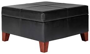 The comfortable, firm padded seat has stylish stitching details, and the polyester fabric is available in neutral colors. Homepop Faux Leather Square Storage Ottoman Coffee Table With Wood Legs Black Buy Online At Best Price In Uae Amazon Ae