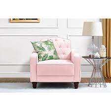 Novogratz Vintage Tufted Accent Chair Pink Velour Living Room Chairs Furniture Living Room Furniture