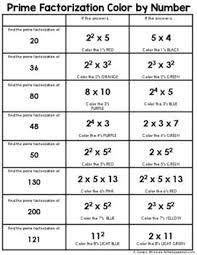 Prime Factorization Color And Solve Prime Factorization 9th Grade Math Math Projects