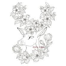 You can also see another adult coloring pages collection of that related to nature coloring pages for adults for your printable coloring just need 2 step, first step is click download realistic deer coloring pages for adults button or click on the picture then you will be redirected to picture detail. Artstation Deer With Magnolia And Apple Blossom In Zentangle Style For Adult Coloring Pages Julia Vectra