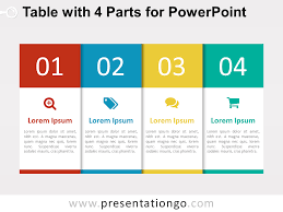 4 Part Table Diagram For Powerpoint Presentationgo Com Powerpoint Templates Timeline