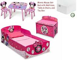 Free standard shipping with $35 orders. New 4 Piece Set Minnie Mouse Wood Toddler Bed Mattress Toy Box Table Chair Ebay