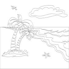 We have all kinds of beach and beach scene sheets to print. Outlined Tropical Beach Scene Stock Vector Illustration Of Cartoon Destination 135696912
