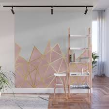 Pink And Gold Geometric Mountains Bedroom Wall Designs Bedroom Wall Paint Geometric Wall Decor