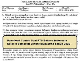 50 contoh soal uas bahasa jawa kelas 4 sd dan kunci jawabnya terbaru adik adik dimana saja berada udah mendekati uas ya. Download Contoh Soal Pts Bahasa Indonesia Kelas 8 Semester 2 Kurikulum 2013 Tahun 2020 Beritapppk Com