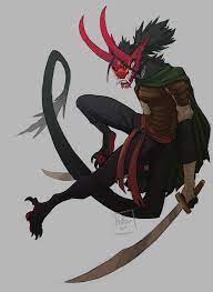 Dnd Commission For Glitter And Angst Who Asked Me To Draw Their Oni Tiefling Creature Concept Art Concept Art Characters Character Design Inspiration