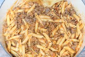 Add beef, salt, and pepper, cooking until all the moisture has evaporated and the beef is browned. One Pot Baked Penne With Vodka Meat Sauce Lydi Out Loud