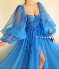 Celestial Stars Gown Evening Dresses Tulle Prom Dress Prom Dresses Blue