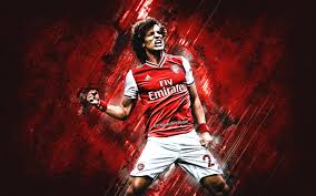 What's that up in the sky? Download Wallpapers David Luiz Arsenal Fc Brazilian Soccer Player Red Stone Background England Premier League Football For Desktop With Resolution 2880x1800 High Quality Hd Pictures Wallpapers