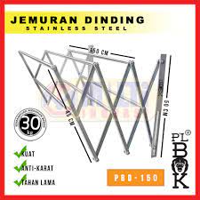 Jual gantungan jemuran untuk selimut, sprei dan sejenisnya? Jemuran Baju Dinding Lipat Stainless Murah 150 Cm 6 Galang Pbd 150 Shopee Indonesia