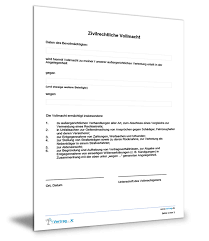 Der mieter will die wohnung mit seiner lebensgefährtin l nutzen, l. Mustervorlage Zivilrechtliche Vollmacht