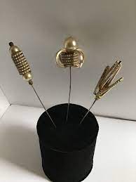 Vintage Hatpins 1950s Gold Tone Sparkles Hat Pins Etsy Celtic Rings Women Hat Pins Gold Tones