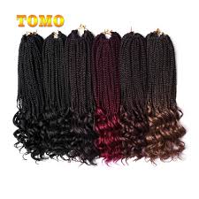 tomo 18 inch crochet hair box braids curly ends ombre