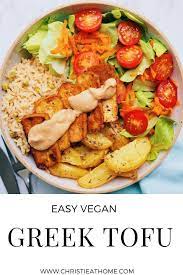 Greek Tofu Vegan Easy Recipe Christie At Home Recipe Tofu Recipes Vegan Meat Free Recipes Vegan Recipes Easy