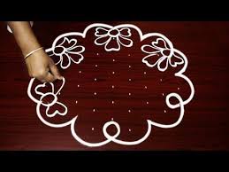 Simple New Year 2018 Rangoli Designs Easy Kolam With 7x4 Dots Small Muggulu Designs Yout Rangoli Designs Rangoli Designs With Dots Rangoli Border Designs