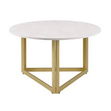 Enjoy free shipping on most stuff, even big this circular coffee table will bring some serious modern style to your room. Walker Edison Furniture Co White Marble And Gold 32 Inch Round Coffee Table Af32nivctwm Bellacor
