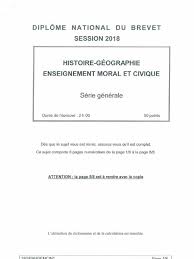 Dnb 2018 Pondichery Sujet Histoire Geo Emc