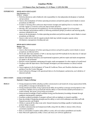 Sample curriculum vitae for thesis writing. Research Specialist Resume Samples Velvet Jobs
