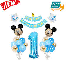 Porque el primer cumpleaños es muy especial. Globos De Mickey Mouse Azul Decoracion Para Cumpleanos De 1 Ano Nino Numeros Set Ebay
