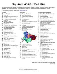 Free printable packing list for a cabin or camping trip. 2013 Kamaji Staff Packing List Camp Kamaji