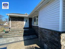Curb Appeal Commack Ny 11725 One Way To Take A Drab Exterior To The Next Level Is By Mixing Stone Veneer With You In 2020 Stone Veneer Building Design Curb Appeal