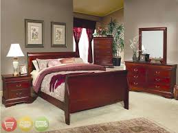 Bedroom Wood Red Louis Philippe Queen Sleigh Bed Cherry Wood Bedroom Set Cherry Bedroom Furniture Wood Bedroom Sets Bed Furniture