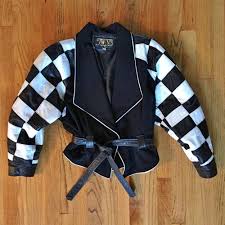 Black And White Checkered Leather Jacket Twins Womens Black White Checker Flag Leather Jacket Size Xs Leather Jacket Black Women