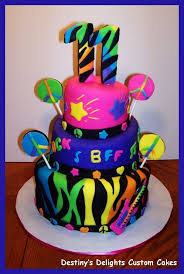I Made This Cake To Match The Party Design Neon Doodle It Was A Fun Cake To Make Neon Cakes Neon Birthday Cakes Doodle Cake