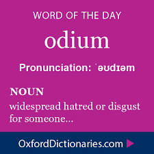 Odium Noun Widespread Hatred Or Disgust For Someone Word Of The Day For 27 December 2014 Wotd Wordoftheday Odium Words Uncommon Words Unusual Words