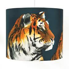 A Trio Of Majestic Tigers Feature On This Beautifully Handmade Lampshade With Digitally Printed Silk Lamp Shades Modern Artwork Fabric Lampshade